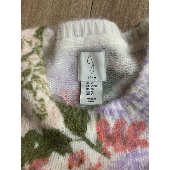 NWOT Joie Floral Crew Neck Mohair Wool Blend SWEATER sz XS - Picture 3 of 4